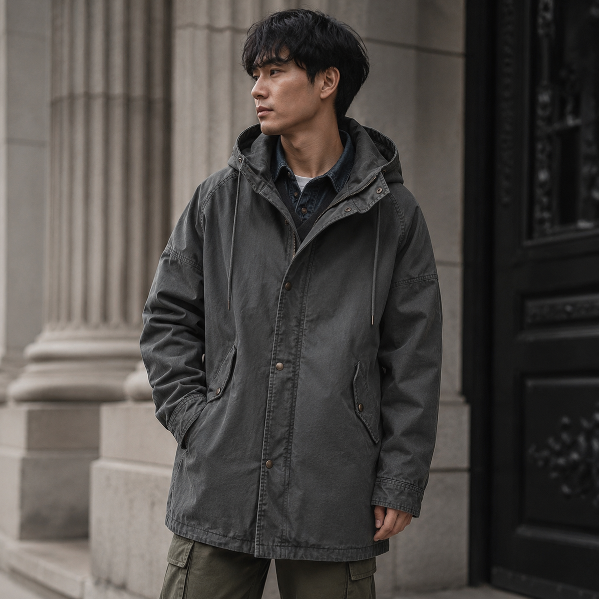 Ragnar - Chaqueta Con Capucha De Estilo Militar Vintage