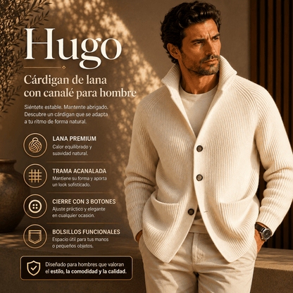 Hugo | Cárdigan de lana con canalé para hombre