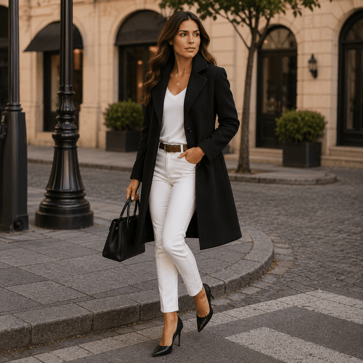 Dfina - Elegante Abrigo Largo Con Botones
