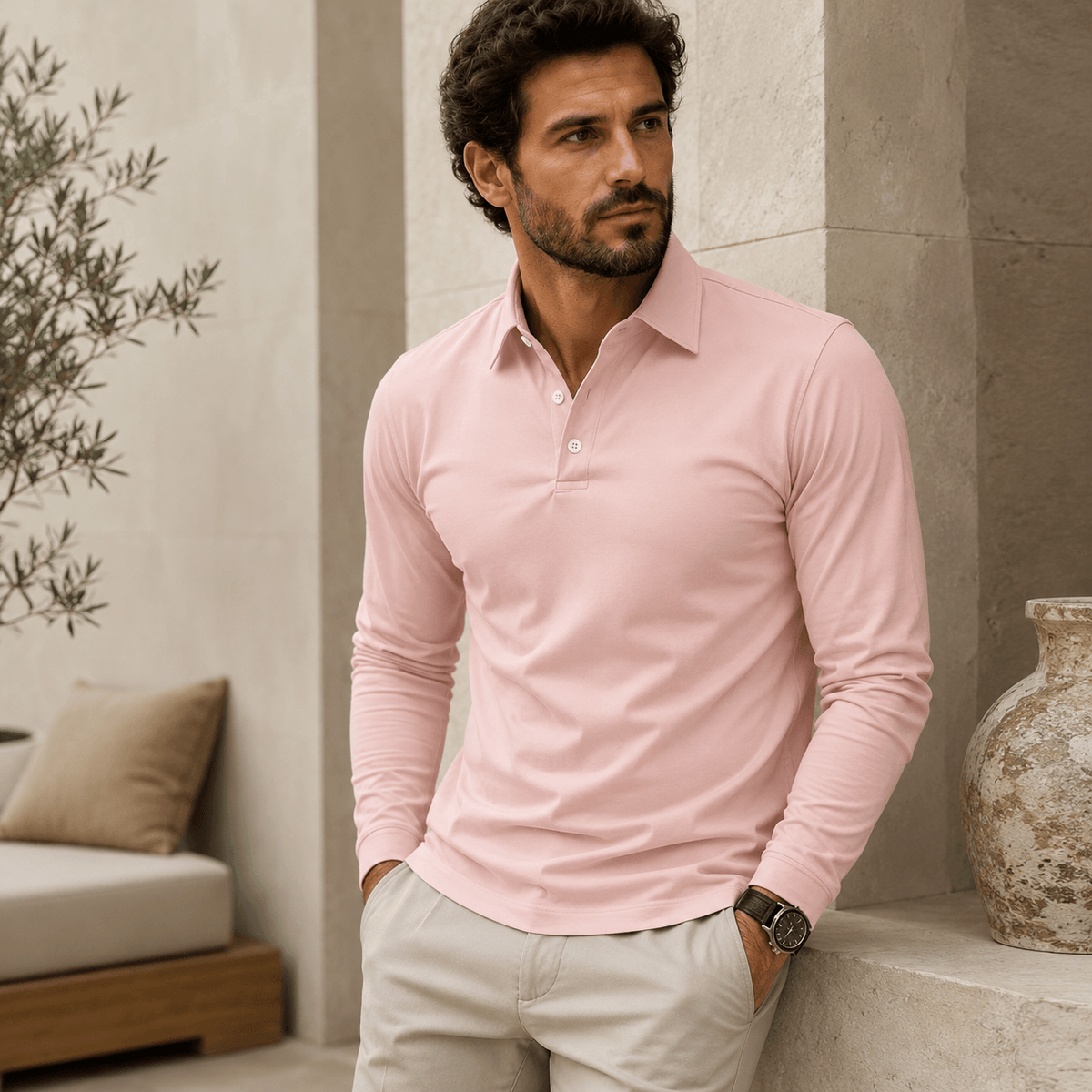 Enne | Polo De Manga Larga De Lujo Para Hombre