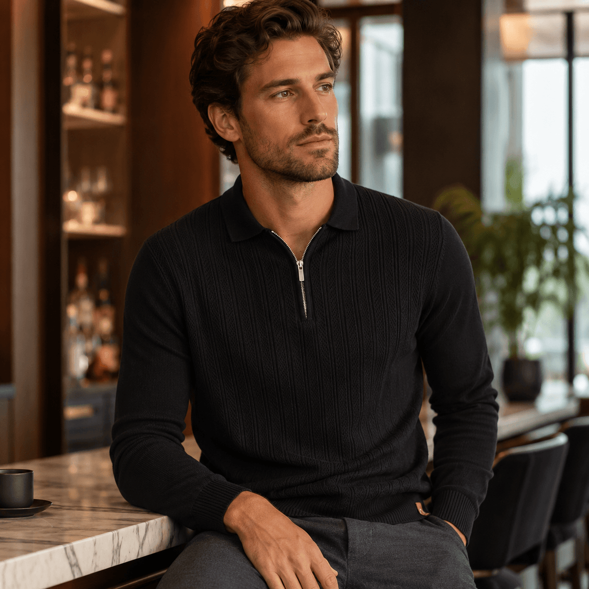 Amiran | Polo De Lujo Con Cremallera Para Hombre