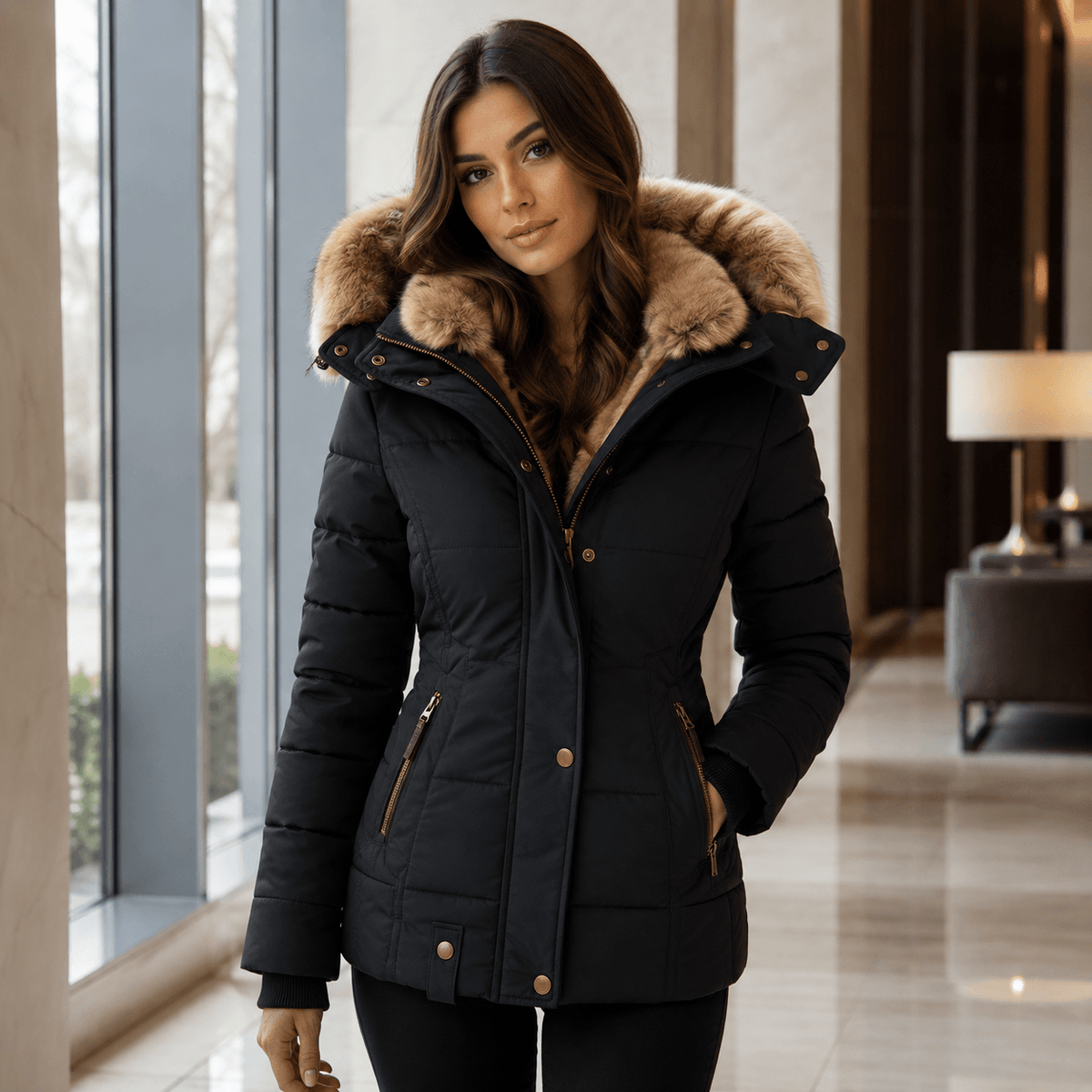 Aniek | Abrigo de invierno cálido con suave forro de piel