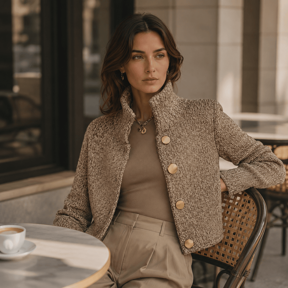 Aurora - Elegante chaqueta texturizada con botones grandes