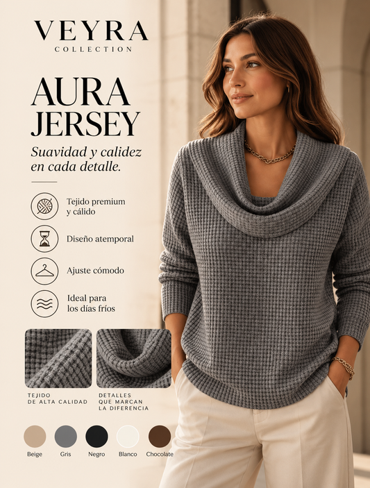 Amber™ – Jersey cálido con cuello vuelto elegante